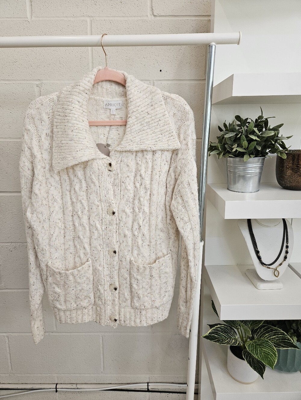 Chunky Cable Knit Collared Cardi